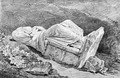 A fallen classical statue of a female figure - Hubert Robert