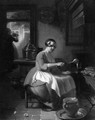 A kitchen maid baking waffles - Hubertus van Hove