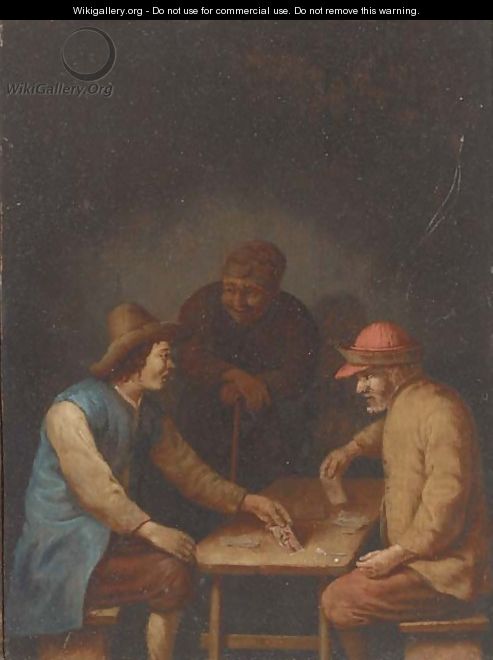 Peasants playing cards in an interior - Hubert van Ravesteyn