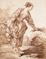 A Shepherdess picking Flowers - Hubert Robert