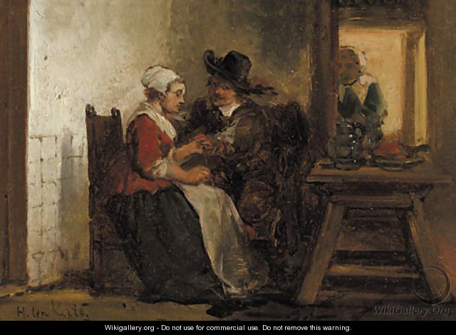 A peasantwoman with a visitor in an interior - Herman Frederik Carel ten Kate