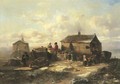 A fisher family from Marken conversing by a hut in winter - Herman Frederik Carel ten Kate