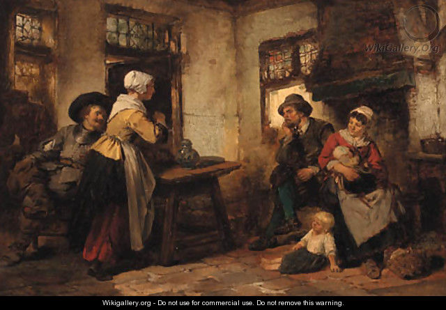 A family in a rustic interior - Herman Frederik Carel ten Kate