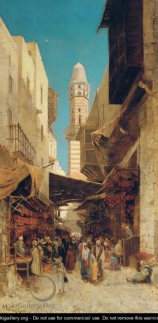 A market in Cairo - Hermann David Salomon Corrodi