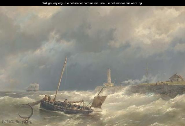 Gathering in the nets in stormy seas - Hermanus Koekkoek