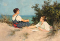 Two girls among the sand dunes - Hermann Seeger