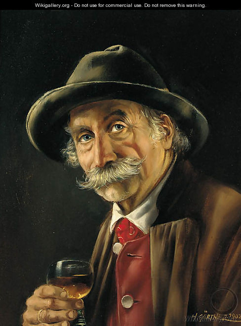 A Bavarian gentleman drinking a glass of wine - Hermine Gartner