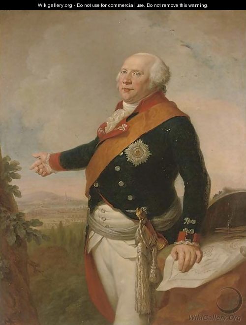 Portrait of King Frederick William II of Prussia (1744-1797), three-quarter-length, in uniform with the sash - Johann Christoph Frisch