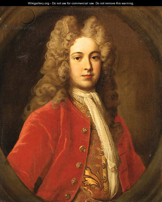 Portrait of a Gentleman, half length, in a red coat, - Johan Van Der Banck