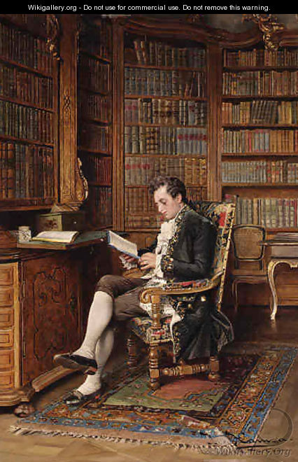 A Gentleman Reading in the Library - Johann Hamza