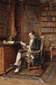 A Gentleman Reading in the Library - Johann Hamza