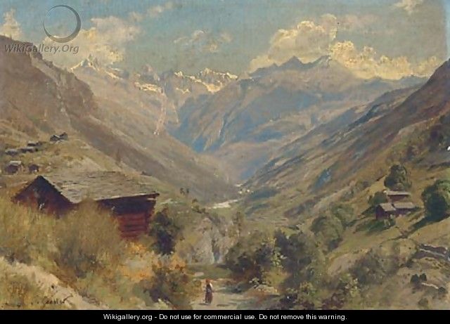 Figure in an Alpine landscape - Johann Joseph Geisser