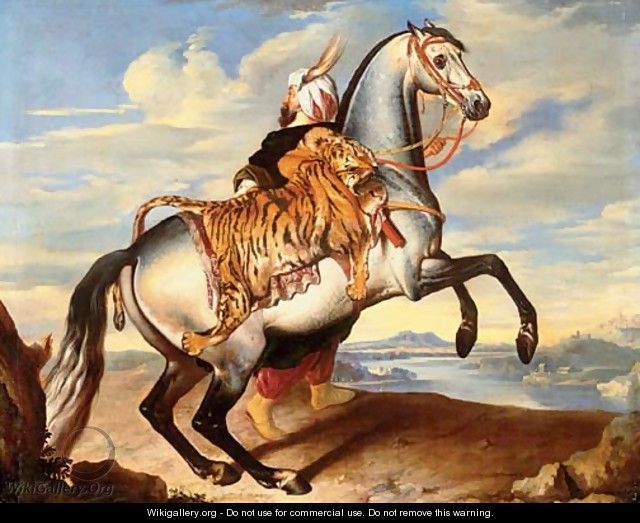 An Arab horse with an oriental groom - Johann Georg Hamilton