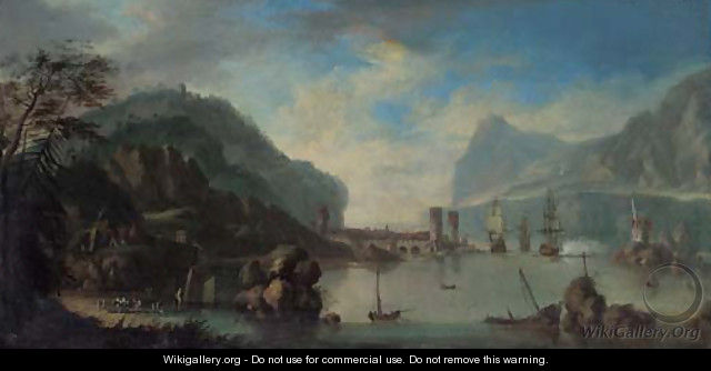 A Rhenish harbour with a man-o