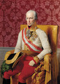 Portrait of Emperor Franz I, three-quarter-length, seated in an empire style chair and wearing military dress - Johann Peter Krafft