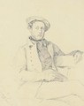 Portrait of a seated man, three-quarter-length, wearing a beret - Johann Moritz Rugendas