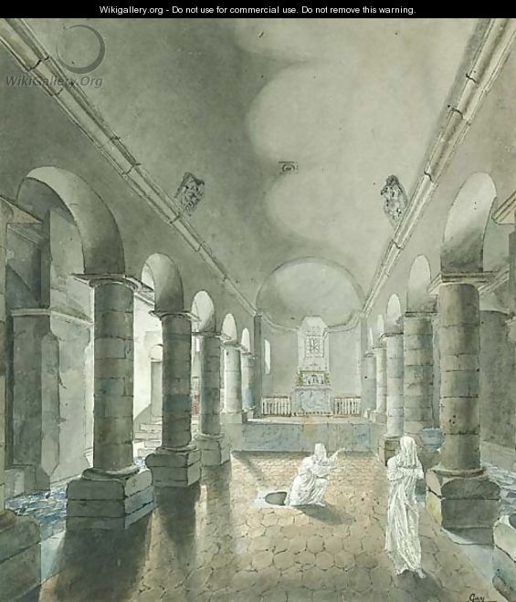 Two Ghosts appearing from a Tomb in the Crypt of a Romanesque Church - Jean-Joseph-Pascal Gay