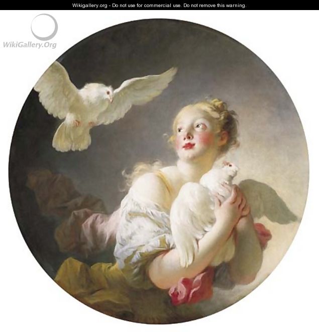 Girl holding a dove (said to be a Portrait of Marie-Catherine Colombe) - Jean-Honore Fragonard