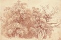 A study of trees at the edge of wood, with figures resting in the shade - Jean-Honore Fragonard