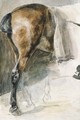 The hindquarters of a horse in a stable, with a study of a leg - Theodore Gericault