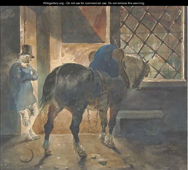 A cart-horse and a postilion at the door of a forge - Theodore Gericault