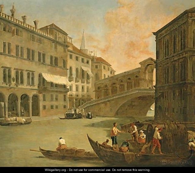 Venice, a view of the Grand Canal with the Rialto Bridge from the North - Johann Richter