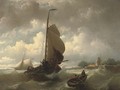 Raising the sails near Hoorn - Johan Adolph Rust