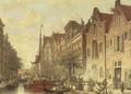 Barrelmakers De Haan en Zonen on the busy Elandsgracht, Amsterdam - Johan Adolph Rust