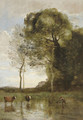 Bords d'Etang aux deux vaches, souvenir d'Italie - Jean-Baptiste-Camille Corot