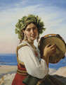 A young woman with a tambourine in Ischia ('Le tambour de basque') - Jean-Claude Bonnefond Lyon