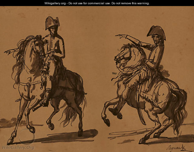 Two studies of Napoleon Bonaparte mounted on a charger - Jean-Baptiste Regnault