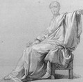 A seated draped man pointing to the right - Jean Guillaume Moitte