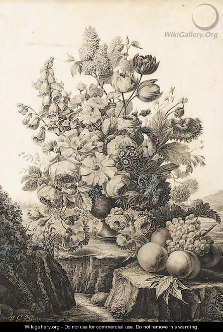 A vase of peonies - Jean-Georges Hirn