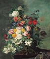 Still life with flowers on a ledge - Jean Benner