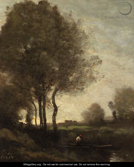 Pcheur en barque (Fisherman in a Boat) - Jean-Baptiste-Camille Corot