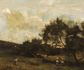Paysans en vue d'un village (Peasants within sight of a Village) - Jean-Baptiste-Camille Corot