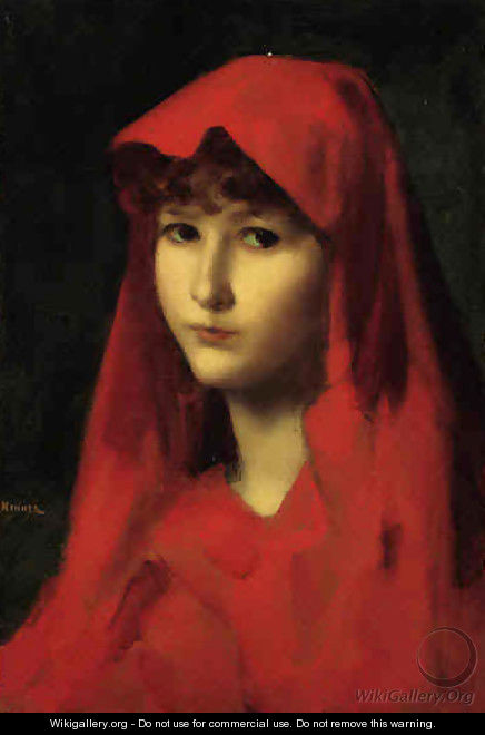 A Young Girl with Red Cape - Jean-Jacques Henner