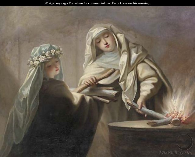 The Sacred Fire two Vestal Virgins tending the hearth - Jean Raoux