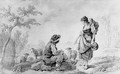 Two peasants in a landscape - Jean-Baptiste Pillement