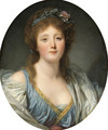 Portrait of Madame de Viette, bust-length, in a blue dress and white wrap - Jean Baptiste Greuze