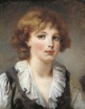 A young boy, bust-length, in a white chemise and black waistcoat - Jean Baptiste Greuze