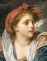 A girl, bust length, wearing a red headscarf 2 - Jean Baptiste Greuze