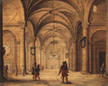 The Interior of a Cathedral with Soldiers in the foreground - Jan van Vucht