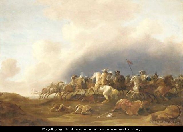 A cavalry skirmish - Jan Van Den Stoffe