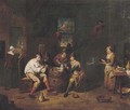 Peasants smoking and drinking in a tavern - Jan Baptist Lambrechts