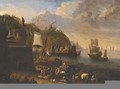 A port scene with figures unloading and shipping beyond - Jan Baptist van der Meiren