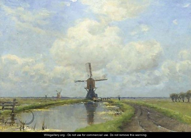 Windmills in a polder landscape - Jan Hillebrand Wijsmuller