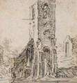 La tour d'une eglise en ruines aA  Eik-en-Duinen - Jan van Goyen
