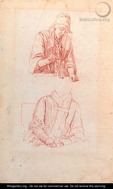 Studies of a woman weighing and of a woman seated holding a roemer - Jan Josef, the Elder Horemans