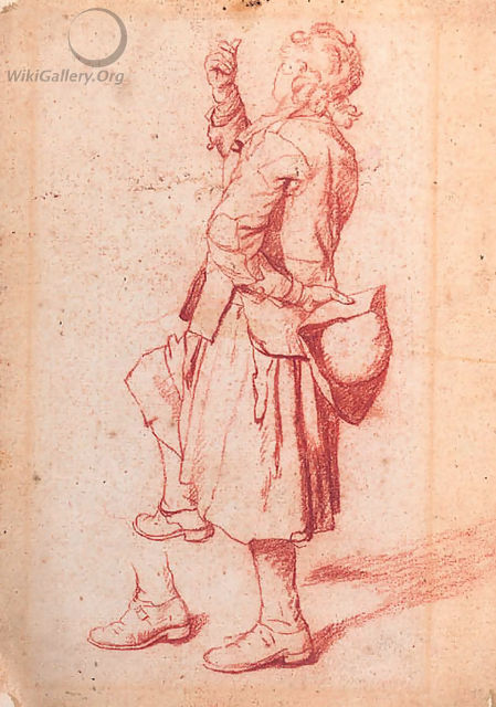 A man with one knee raised, holding his hat behind his back - Jan Josef, the Elder Horemans